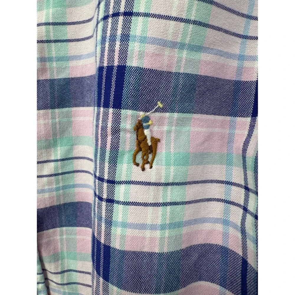 Ralph Lauren Men's Slim Fit Purple Plaid Button Down Long Sleeve Cotton Shirt Lg - Picture 2 of 6